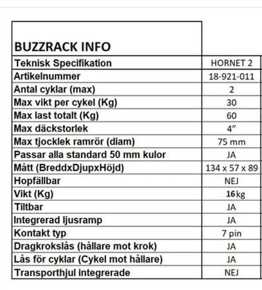 Buzzrack cykelhållare Hornet 2 